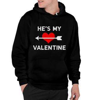 Hes My Valentines Day With Heart And Arrow Hoodie - Thegiftio UK