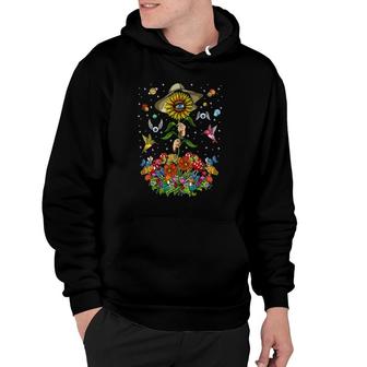 Hippie Sunflower Psychedelic Forest Mushrooms Fungi Hoodie | Mazezy UK