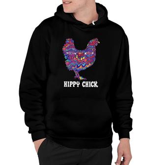 Hippy Chick Artwork Chicken Animal Lover Hoodie | Mazezy