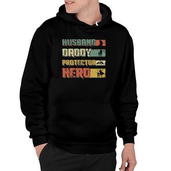 Husband Daddy Protector Hero Retro Vintage Father's Day Hoodie | Mazezy