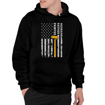 Husband Father Painter Vintage American Flag For Painter Hoodie | Mazezy