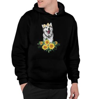 Husky Sunflower Funny Siberian Husky Lover Gifts Dog Mom Dad Hoodie | Mazezy