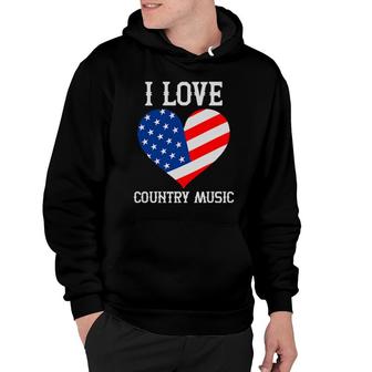 I Love Country Music Retro Vintage Guitar American Flag Hoodie | Mazezy