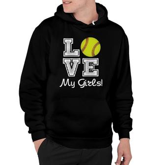 I Love My Girls Mom Softball Art-Cute Softball Mom Hoodie | Mazezy