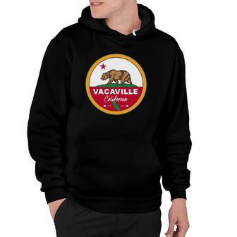 I Love Vacaville California Ca Flag And Bear Badge Hoodie | Mazezy