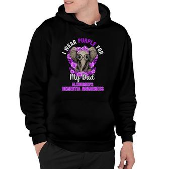 I Wear Purple For Dad Dementia Awareness Elephant Hoodie | Mazezy