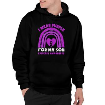 I Wear Purple For My Son Epilepsy Awareness Rainbow Dad Mom Hoodie | Mazezy