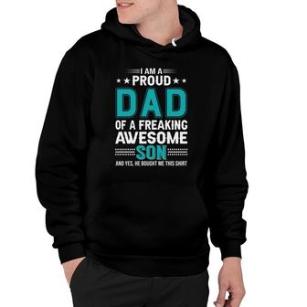 Im A Proud Dad Of Three Freaking Reaking Awesome Son Blue And White Hoodie - Thegiftio UK