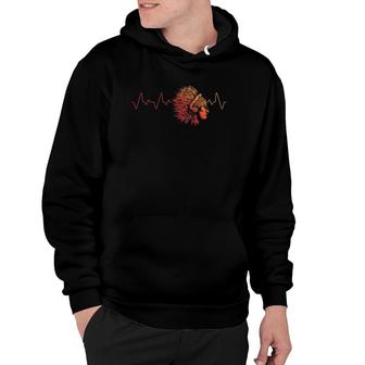Indigenous Indian Pride Headdress Heartbeat Native American Hoodie | Mazezy