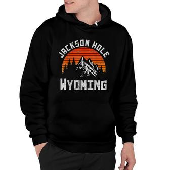 Jackson Hole Wyoming Mountain Hiking Vintage Outdoors Retro Hoodie | Mazezy