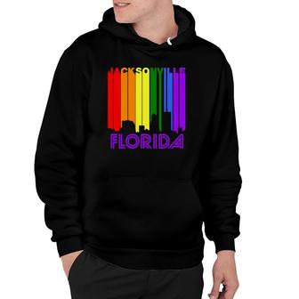 Jacksonville Florida Lgbtq Gay Pride Rainbow Skyline Hoodie | Mazezy