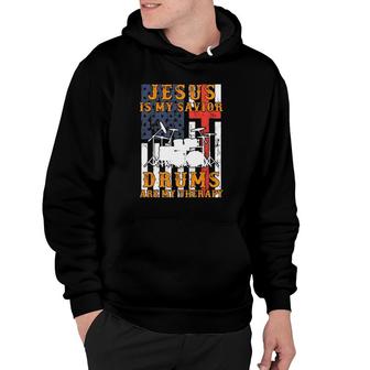 Jesus Is My Savior Drums Are My Therapy Vintage American Flag Hoodie | Mazezy UK