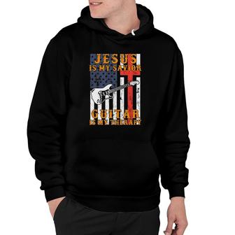 Jesus Is My Savior Guitar Is My Therapy Vintage American Flag Hoodie | Mazezy DE