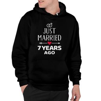 Just Married 7 Years Ago 7Th Wedding Anniversary Premium Hoodie | Mazezy