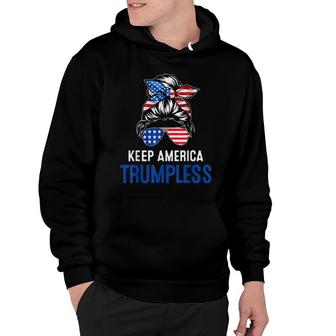 Keep America Trumpless Messy Bun America Flag Hoodie | Mazezy