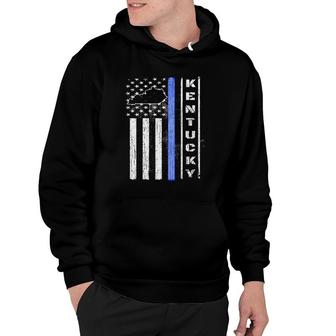 Kentucky Thin Blue Line Police Flag Cop Gifts Men Dad Hoodie | Mazezy