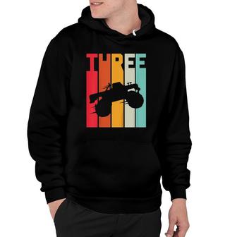 Kids 3Rd Birthday Retro Monster Truck 3 Years Boys Girl Kids Hoodie | Mazezy