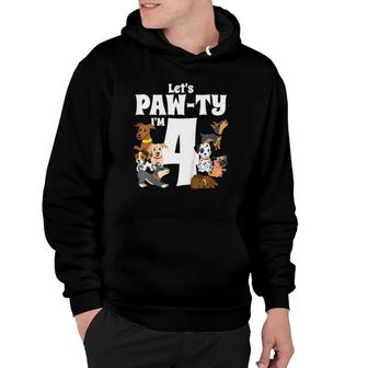 Kids 4 Year Old Puppy Dog Birthday Pawty Dogs 4Th Party Gift Idea Hoodie | Mazezy