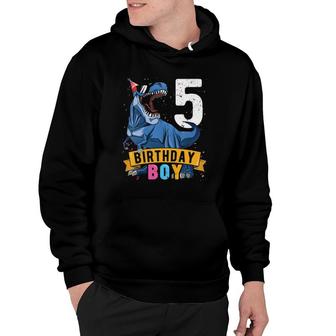 Kids 5Th Birthday Birthday Boyrex Kids 5 Years Old Boys Hoodie | Mazezy