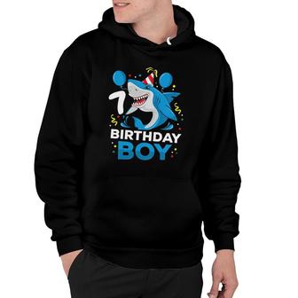 Kids 7Th Birthday Boy Shark Ocean Theme Party 7 Years Old For Boy Hoodie | Mazezy