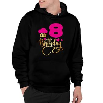 Kids 8Th Birthday Girl Gift 8 Years Old Birthday Cake Party Hoodie | Mazezy