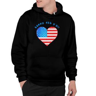 Kids Happy 4Th Y'all American Flag Heart Fourth Of July Hoodie | Mazezy