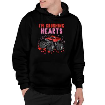 Kids I Crush Hearts Monster Truck Toddler Boys Valentines Hoodie | Mazezy CA