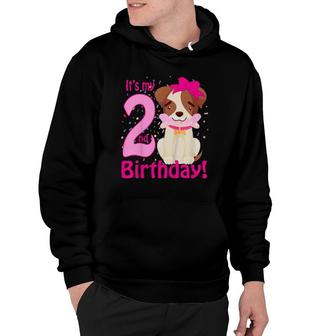 Kids It's My 2Nd Birthday Dog Lover Theme 2 Years Old Puppy Girl Hoodie | Mazezy