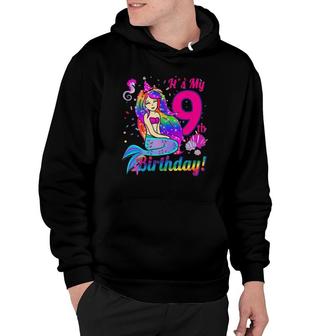Kids It's My 9Th Birthday 9 Years Old Mermaid Theme Party Outfit Hoodie | Mazezy