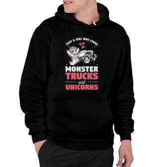 Kids Just A Girl Who Loves Monster Trucks And Unicorns Hoodie | Mazezy UK