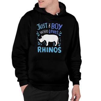 Kids Rhino Rhinoceros Just A Boy Who Loves Rhinos Gift Hoodie | Mazezy