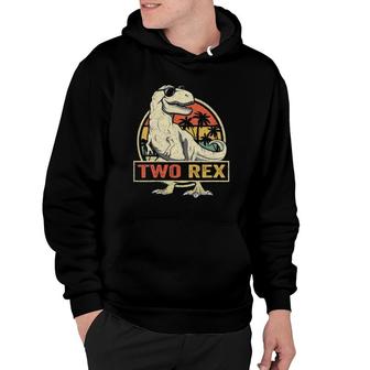 Kids Two Rex 2Nd Birthday Gift Second Dinosaur 2 Years Old Hoodie | Mazezy