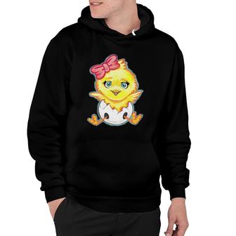 Kids Yellow Baby Chick With Pink Bow Girls Hoodie | Mazezy DE