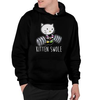 Kitten Swole Cat Powerlifting Weightlifting Gym Training Hoodie | Mazezy