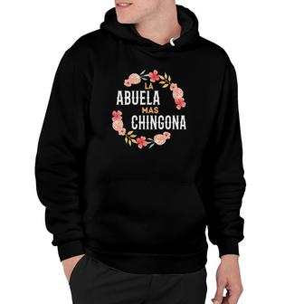 La Abuela Mas Chingona Spanish Grandma Floral Arch V-Neck Hoodie | Mazezy