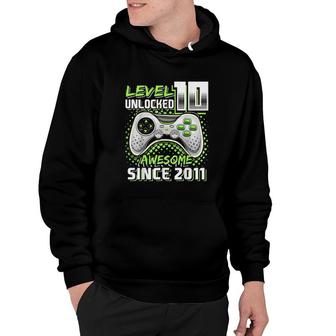 Level 10 Unlocked Awesome 2011 Video Game 10th Birthday Gift Green Hoodie - Seseable