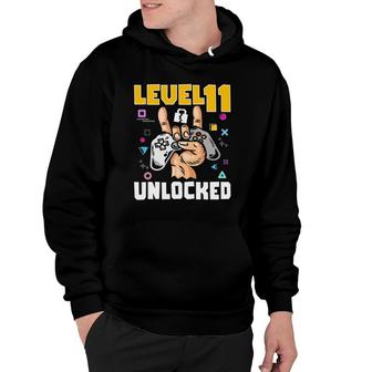Level 11 Unlocked Awesome Video Game 11Th Birthday Kids Gift Hoodie | Mazezy