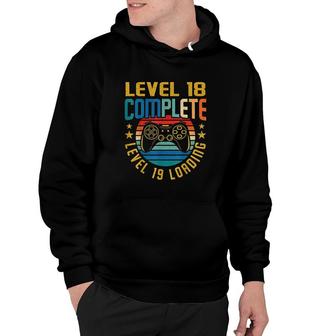 Level 18 Complete Level 19 Loading 18th Birthday Video Gamer Yellow Star Hoodie - Seseable