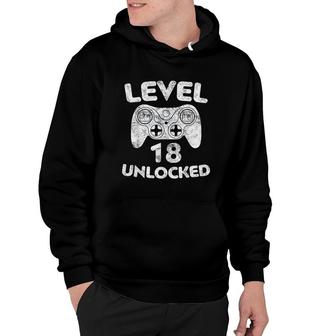 Level 18 Unlocked 18th Video Gamer Birthday Gift White Hoodie - Seseable
