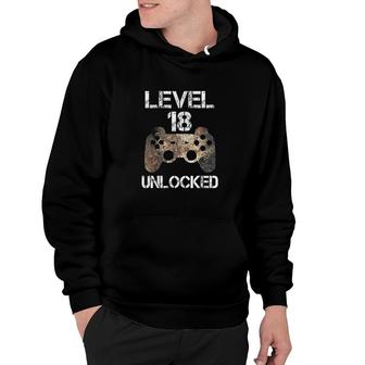 Level 18 Unlocked Boys 18th Birthday 18 Year Old Gamer Boys Hoodie - Seseable