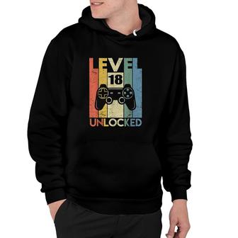 Level 18 Unlocked Boys 18th Birthday 18 Year Old Gamer Boys Hoodie - Seseable