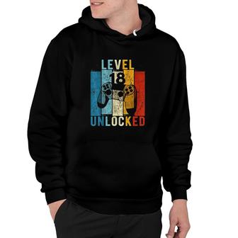 Level 18 Unlocked Video Gamer 18 Year Old 18th Birthday Gift Great Hoodie - Seseable