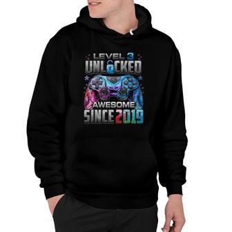 Level 3 Unlocked Awesome Since 2019 3Rd Birthday Gaming Hoodie | Mazezy