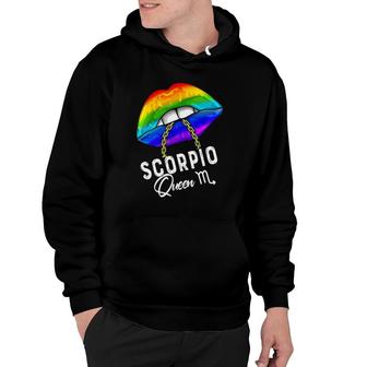 Lgbtq Scorpio Queen Lips Zodiac Rainbow Gay Pride Flag Hoodie | Mazezy