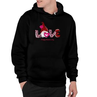 Love Gnome Valentine Day, Valentine Day Plaid Leopard Heart Raglan Baseball Tee Hoodie | Mazezy