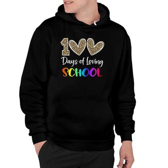 Loving 100 Days Of School Leopard Rainbow Teacher Boys Girls Hoodie | Mazezy