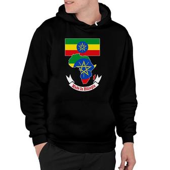 Made In Ethiopia With Ethiopian Flag In Africa Map Hoodie - Thegiftio UK