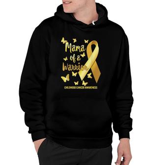 Mama Of Warrior Childhood Cancer Awareness Gold Ribbon Mom Hoodie | Mazezy