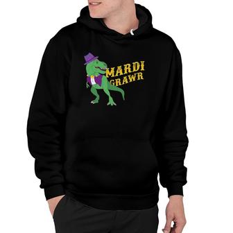 Mardi Grawr T Rex Dinosaur Mardi Gras Bead Hoodie | Mazezy