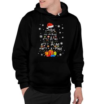 Math Christmas Tree With Santa Hat Math Teacher Christmas Hoodie | Mazezy